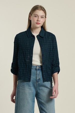 [26SU] 아우터형 체크 블라우스 - GREEN B6B4B42342