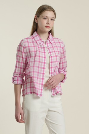 [26SU] 아우터형 체크 블라우스 - PINK B6B4B42322