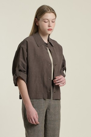 [26SU] 셔츠카라 아우터형 블라우스  - BROWN B6B4B42274