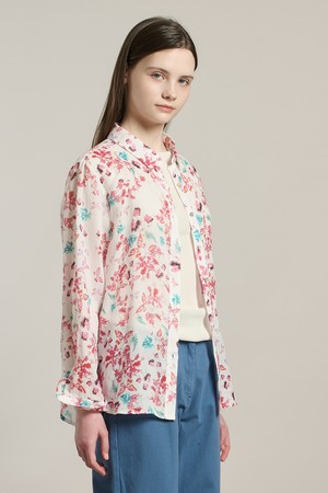 [26SU] 린넨 플라워 프린트 블라우스 - RED A6M3B41524