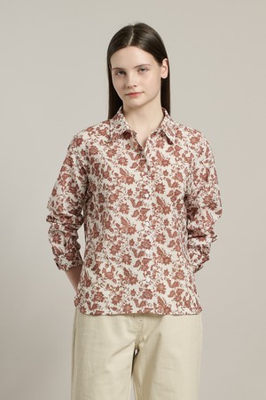 [26SU] 플라워 프린트 블라우스 - BROWN A6M4B42674
