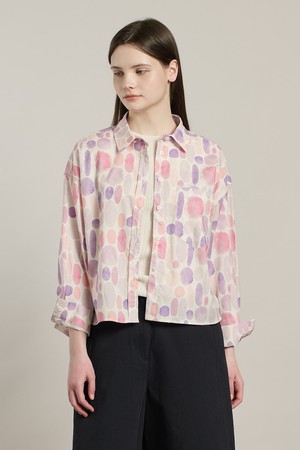 [26SU] 라운드 프린트 블라우스 - LIGHT VIOLET A6M4B41161