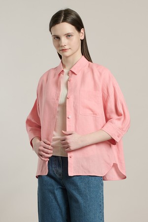 [26SU] 가슴포켓 린넨 블라우스 - PINK A6M3B40322