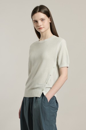 [26SU] 사선웨이스트 버튼 풀오버 - LIGHT GRAY A6M4K41015