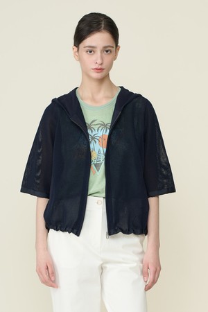 [26SU] 크로셰 후드집업 가디건 - DARK NAVY B6B3K10356