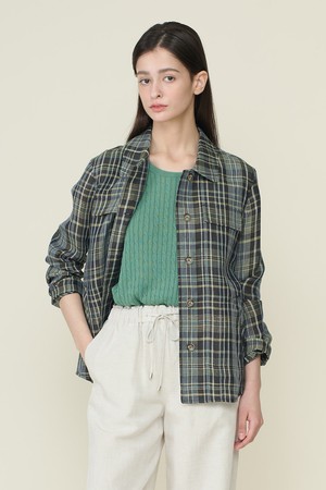 [26SU] 아우터형 체크 블라우스 - DARK GREEN B6B3B41243