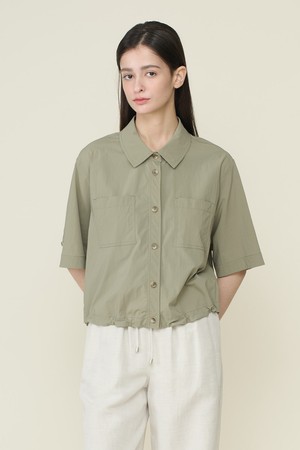 [26SU] 스트링 아웃포켓 블라우스 - KHAKI B6B4B43745