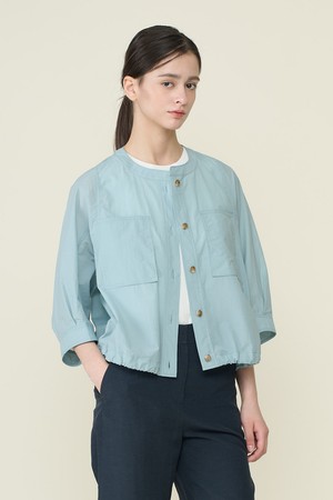[26SU] 라운드넥 드로우스트링 점퍼형 블라우스  - LIGHT BLUE B6B4B43251