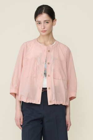 [26SU] 라운드넥 드로우스트링 점퍼형 블라우스  - SALMON PINK B6B4B43219