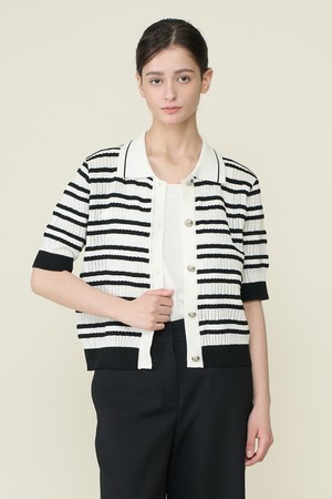 [26SU] 스트라이프 버튼 니트 - WHITE B6B4K48910