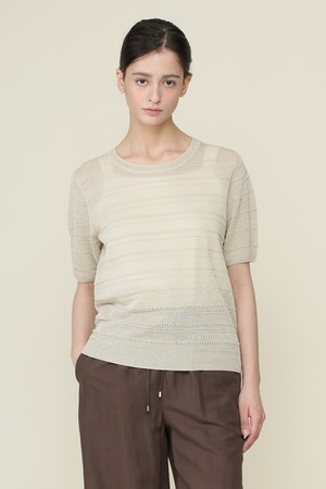 [26SU] 글리터 텍스쳐 풀오버 - LIGHT BEIGE B6B4K48371