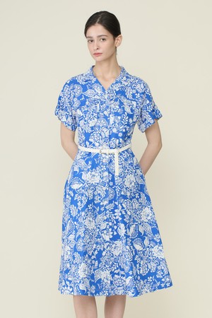 [26SU] 벨티드 프린트 원피스 - M BLUE B6B4O62653