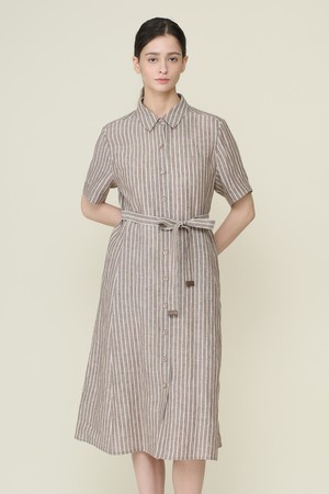 [26SU] 카라형 스트라이프 원피스 - BROWN B6B4O62174