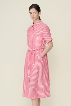 [26SU] 카라형 스트라이프 원피스 - RED B6B4O62124