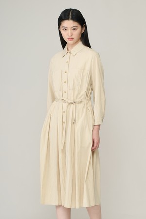 [26SU] 언밸런스 플리츠원피스 - LIGHT BEIGE A6M3O60771