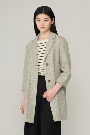 [26SU] 헤링본 롱 자켓 - LIGHT KHAKI A6M3J10881