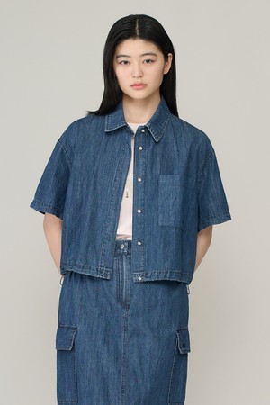 [26SU] 숏 데님 블라우스 - DARK BLUE A6M4B47854
