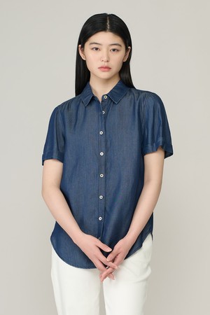 [26SU] 베이직 데님 블라우스 - DARK NAVY A6M4B47656