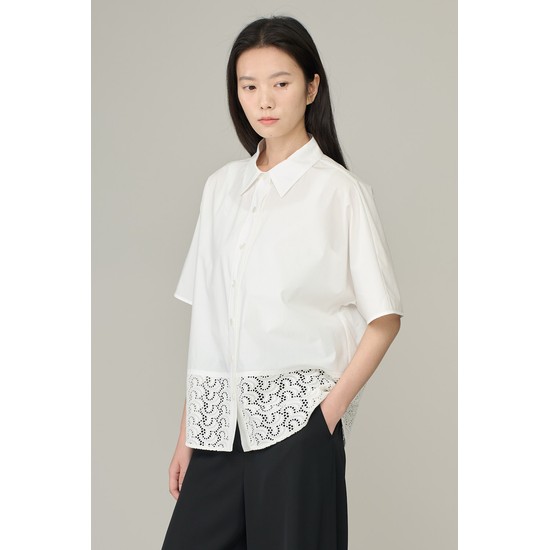 [26SU] 아일렛 포인트 돌먼 셔츠 - WHITE A6M5B45210