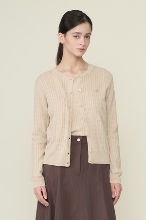 [26SU] 페이퍼 혼방 케이블 트윈 가디건 - LIGHT BEIGE B6B3K20171