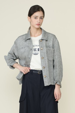 [26SU] 린넨헤링본 자켓 - BLACK B6B3J10999