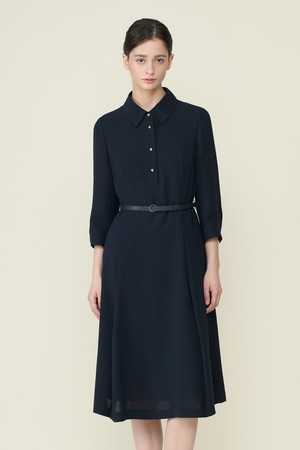 [26SU] 슬림핏 벨티드 원피스 - DARK NAVY B6B3O60456