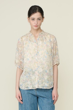 [26SU] 넥 페고딩 프린트 블라우스  - LIGHT BEIGE B6B4B48871