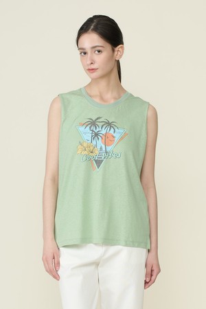 [26SU] 슬리브리스 프린트 티셔츠 - GREEN B6B6X44542