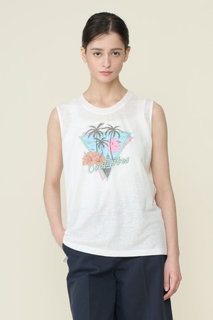 [26SU] 슬리브리스 프린트 티셔츠 - WHITE B6B6X44510