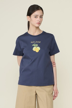 [26SU] 비딩 반팔 티셔츠 - NAVY B6B4X42655