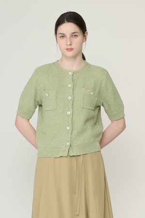 [26SU] 메탈 니트 가디건 - LIGHT GREEN B6B4G28241