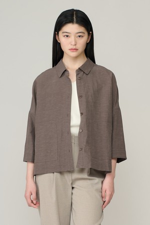 [26SU] 린넨혼방 아우터형 블라우스 - BROWN A6M4B42174