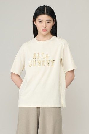 [26SU] 스팽글 자수 반팔 티셔츠 - CREAM A6M3X40414