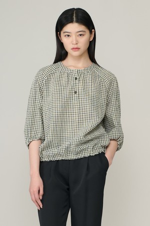 [26SU] 깅엄 체크 블라우스 - KHAKI A6M3B47245
