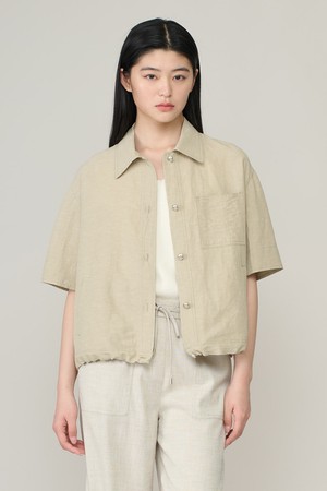 [26SU] 린넨혼방 미니멀 블라우스 - LIGHT KHAKI A6M4B42281