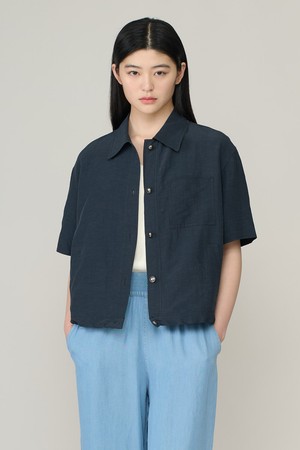 [26SU] 린넨혼방 미니멀 블라우스 - DARK NAVY A6M4B42256