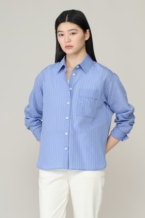 [26SU] 라이트 텍스처 베이직 써머 셔츠 - M BLUE A6M4B43153