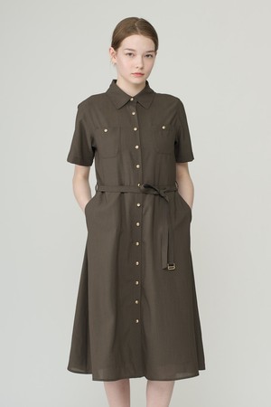 [26SU] 단정한 벨트 셔츠 원피스 - DARK BROWN B6B4O68275