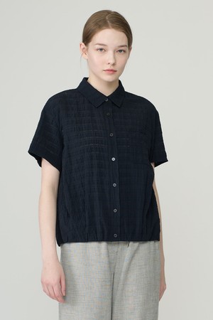 [26SU] 밑단 터크 체크 셔츠 - DARK NAVY B6B4B48756