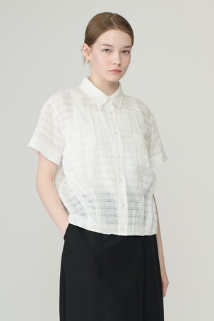 [26SU] 밑단 터크 체크 셔츠 - OFF WHITE B6B4B48712