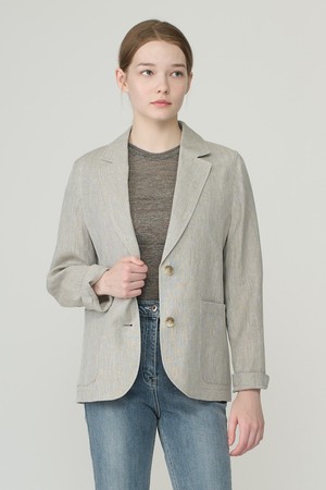 [26SU] 테일러드 카라 린넨 자켓  - LIGHT BEIGE B6B5J14571