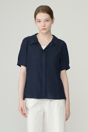 [26SU] 턱 슬리브 솔리드 블라우스 - DARK NAVY B6B5B49956