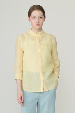 [26SU] 스트라이프 린넨 셔츠블라우스 - LIGHT YELLOW B6B5B46131