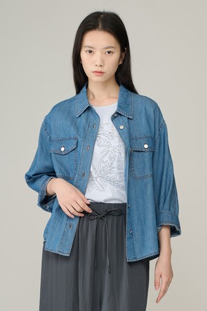 [26SU] 아웃포켓 데님 블라우스 - M BLUE A6M4B41453