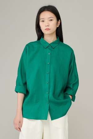 [26SU] 절개 린넨 블라우스 - GREEN A6M4B41242