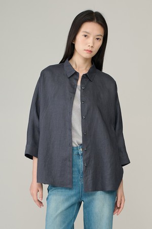 [26SU] 절개 린넨 블라우스 - DARK GRAY A6M4B41217