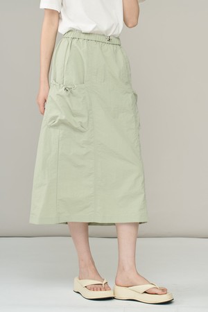 [26SU] 카고포켓 밴딩 스트링 스커트 - LIGHT KHAKI A6M4S21281