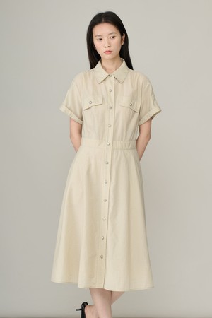 [26SU] 뒤허리밴딩 나일론원피스 - LIGHT BEIGE A6M4O61771