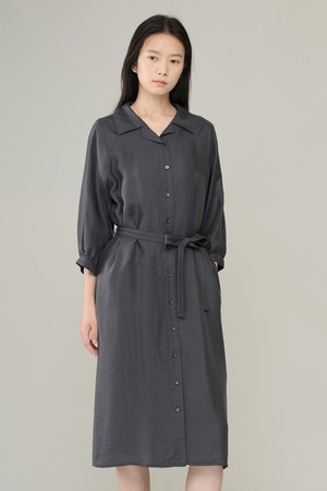 [26SU] 소프트 새틴 셔츠 원피스 - DARK GRAY A6M4O61017