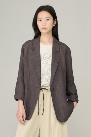 [26SU] 린넨 체크자켓 - DARK BROWN A6M4J12275